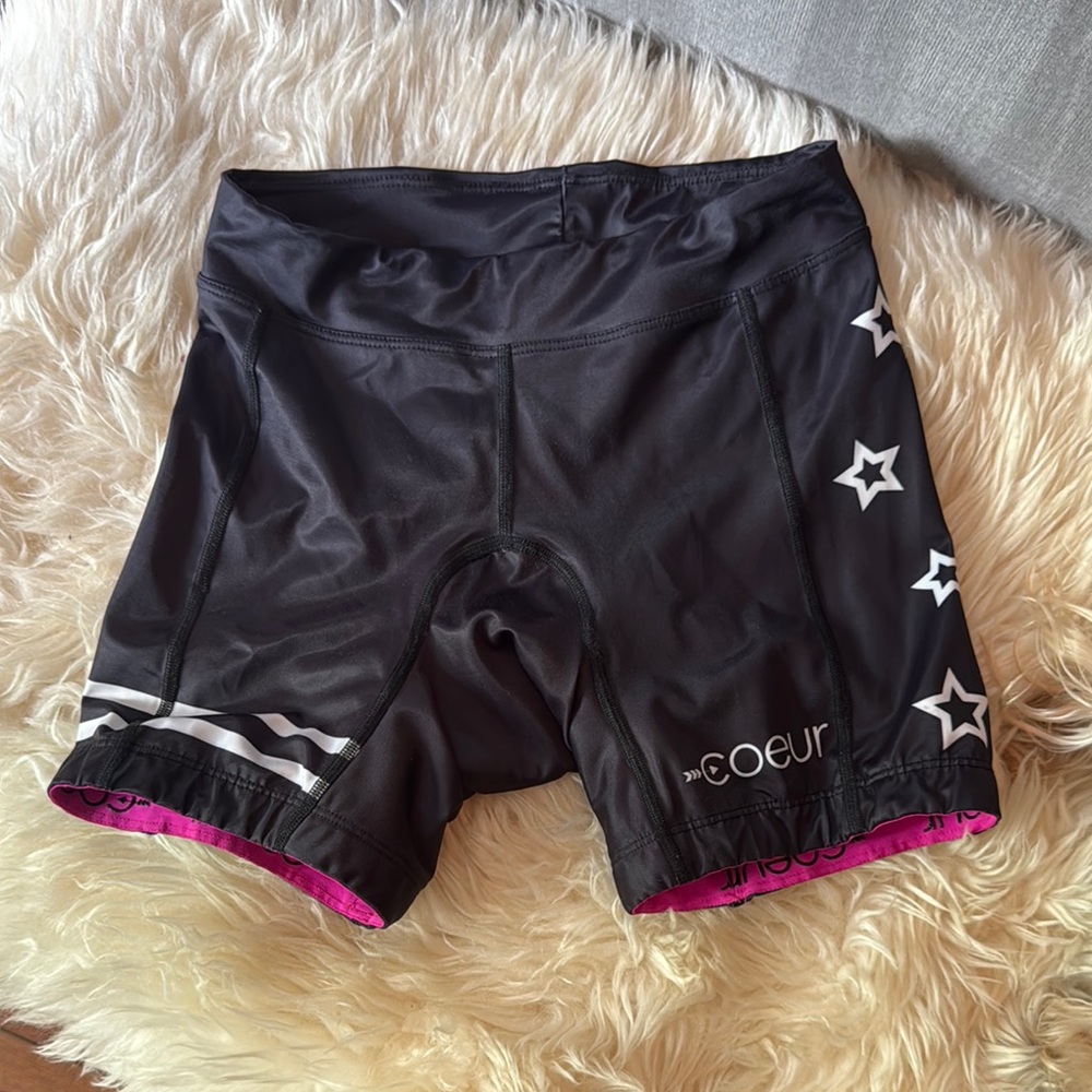 Black and Pink Bike Shorts with Compression Fit